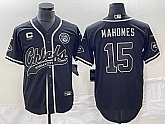 Men's Kansas City Chiefs #15 Patrick Mahomes Black C Patch Cool Base Stitched Baseball Jersey,baseball caps,new era cap wholesale,wholesale hats